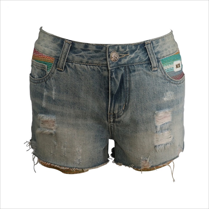 mooi design rip denim kort WS001