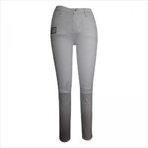 hoge taille witte gescheurde knie en zoom skinny jeans WS1001