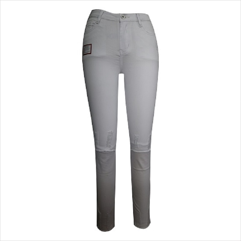 hoge taille witte gescheurde knie en zoom skinny jeans WS1001