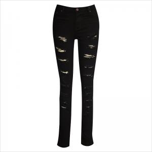 Overal geripte zwarte skinny jeans WS1015