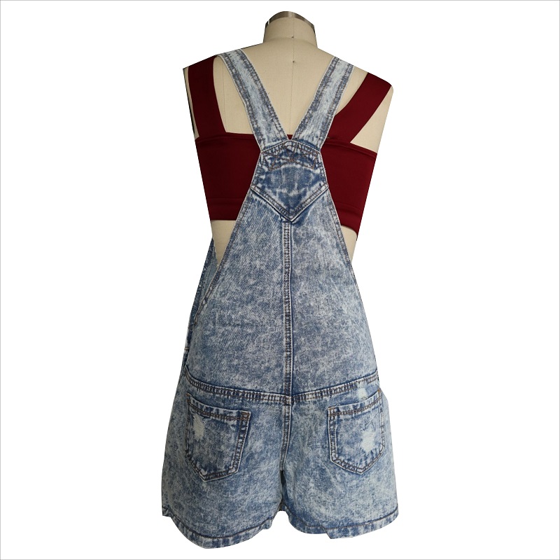 fashion acid wash rip dungaree WS1015