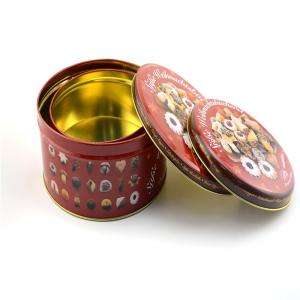 Op maat gemaakte ronde koekjeskoektrommel met logo in reliëf