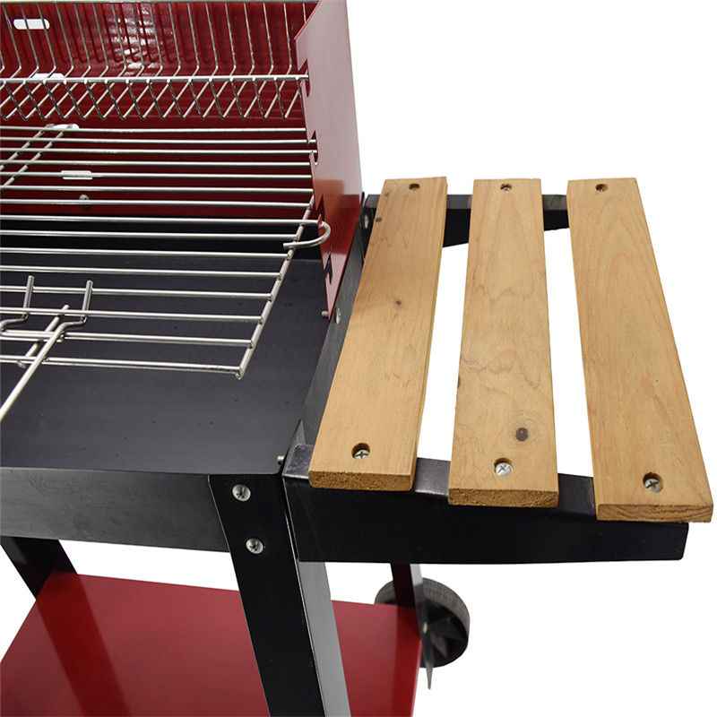 Groothandel buiten bbq grill trolley kip rotisserie houtskool bbq grill met bijzettafel