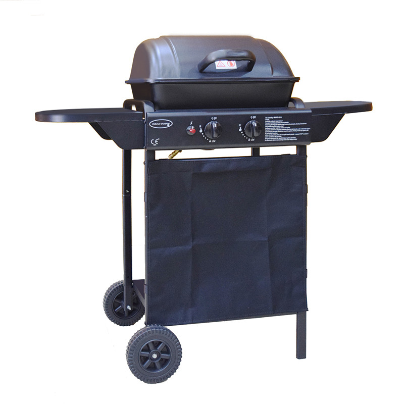 Hoogwaardige 2-branders gietijzeren indoor gas bbq grill trolley barbecue