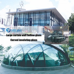 Gordijngevelisolatieglas van hoge kwaliteit is gecoat met 24-karaats goud en andere kleuren, evenals flexibel gebogen isolatieglas