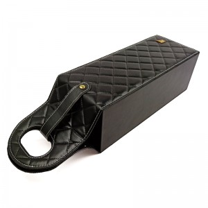 Aangepaste handvat draagbare wijn cadeau verpakking pu lederen doos