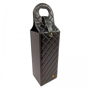 Aangepaste handvat draagbare wijn cadeau verpakking pu lederen doos