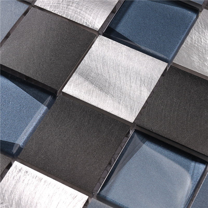 48 * 48 Vierkant Blauw Aluminium Mix Glas Goedkoop Backsplash Tegels Mozaïek