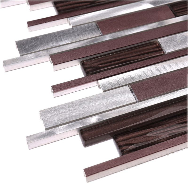 Long Strip Metal Mosaic Aluminiumlegering Tegels Mosaic Leverancier