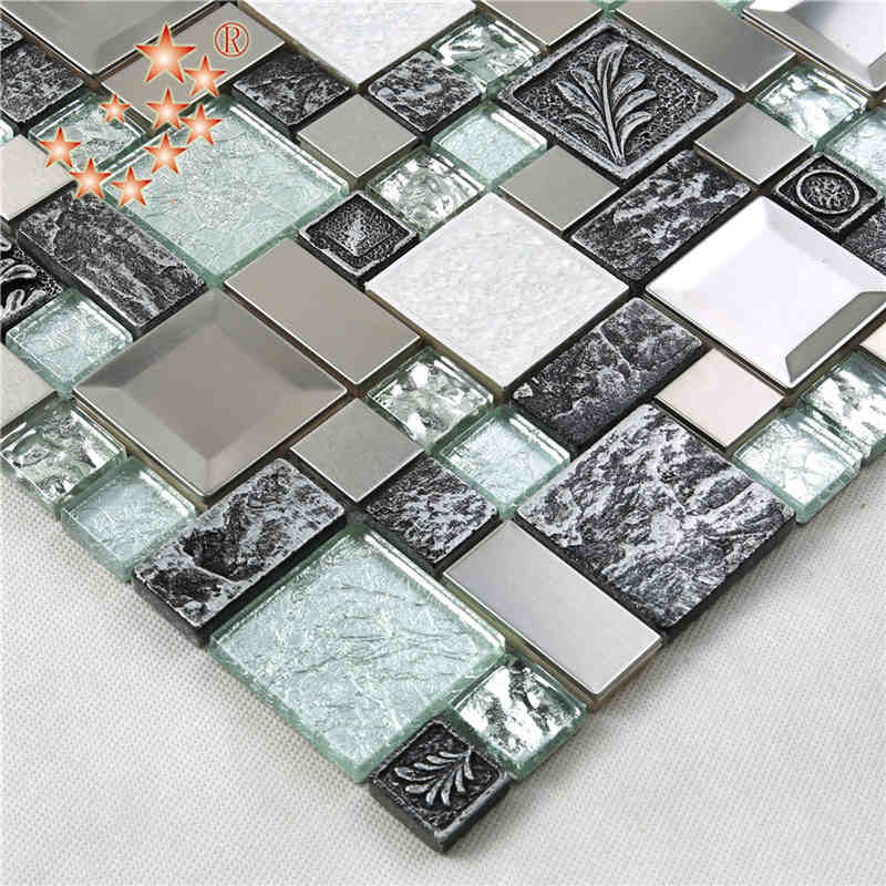 Nieuw product Folie Glas Gemengd roestvrij staal Hars backsplash tegels lowes Beeldhouwkunst Mozaïek backsplash tegels India