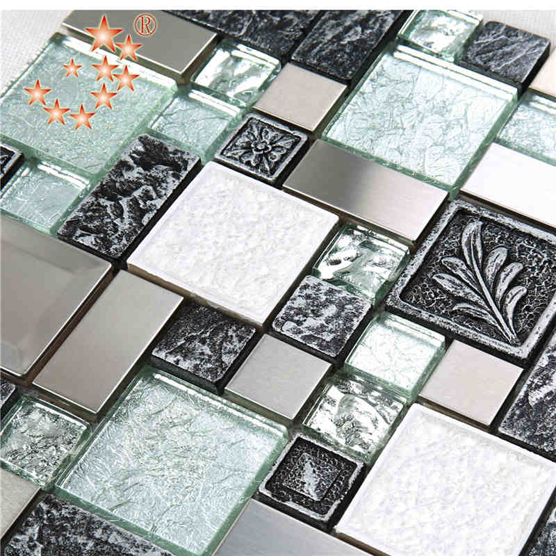 Nieuw product Folie Glas Gemengd roestvrij staal Hars backsplash tegels lowes Beeldhouwkunst Mozaïek backsplash tegels India