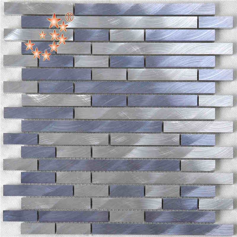 Gemengde kleur Zilver Paars Strip Aluminium Metaal Mozaïek Wandtegel Keuken Achterwand