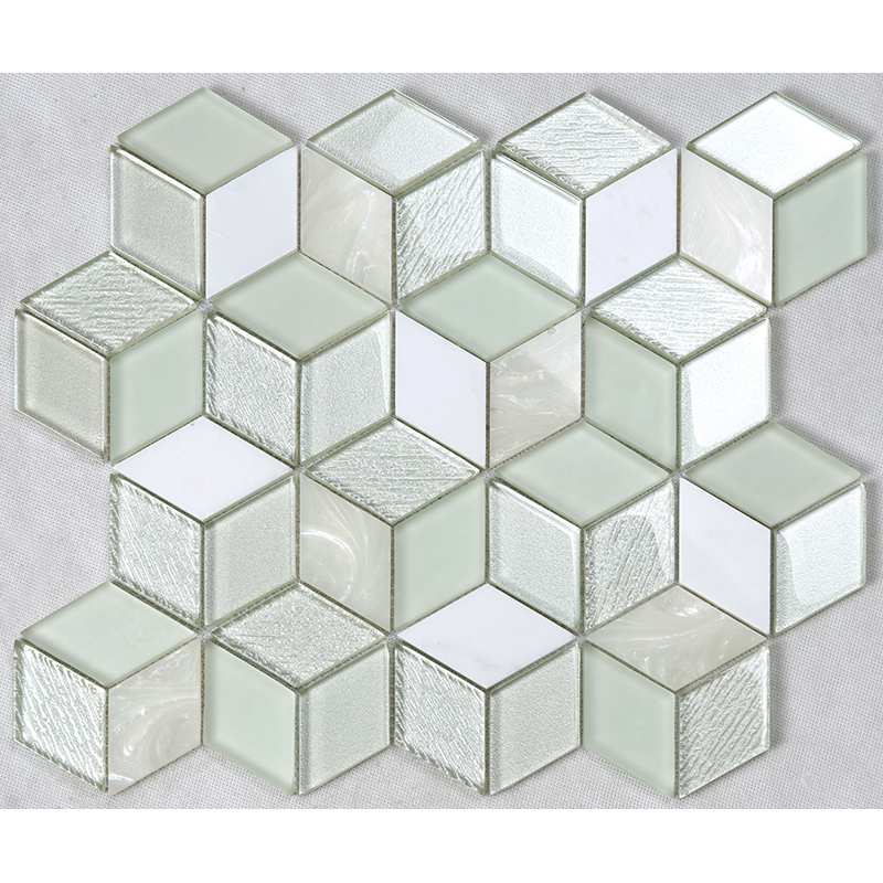 3D-effect Kristal Hexagon Glasmozaïek Wit Keuken Backsplash Aanrecht Decoratie Muren Tegel