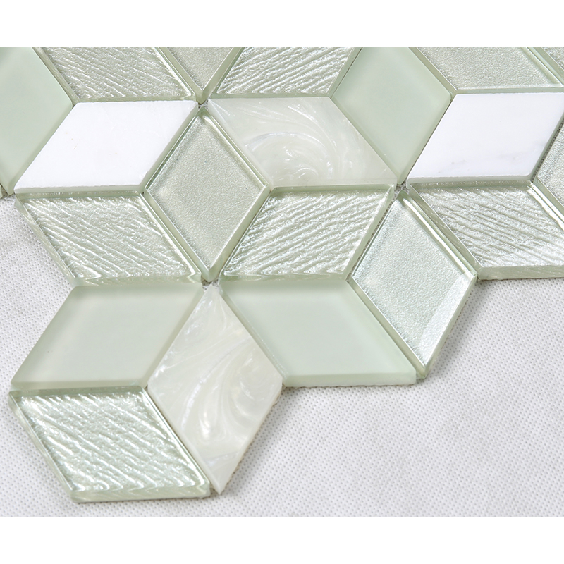 3D-effect Kristal Hexagon Glasmozaïek Wit Keuken Backsplash Aanrecht Decoratie Muren Tegel