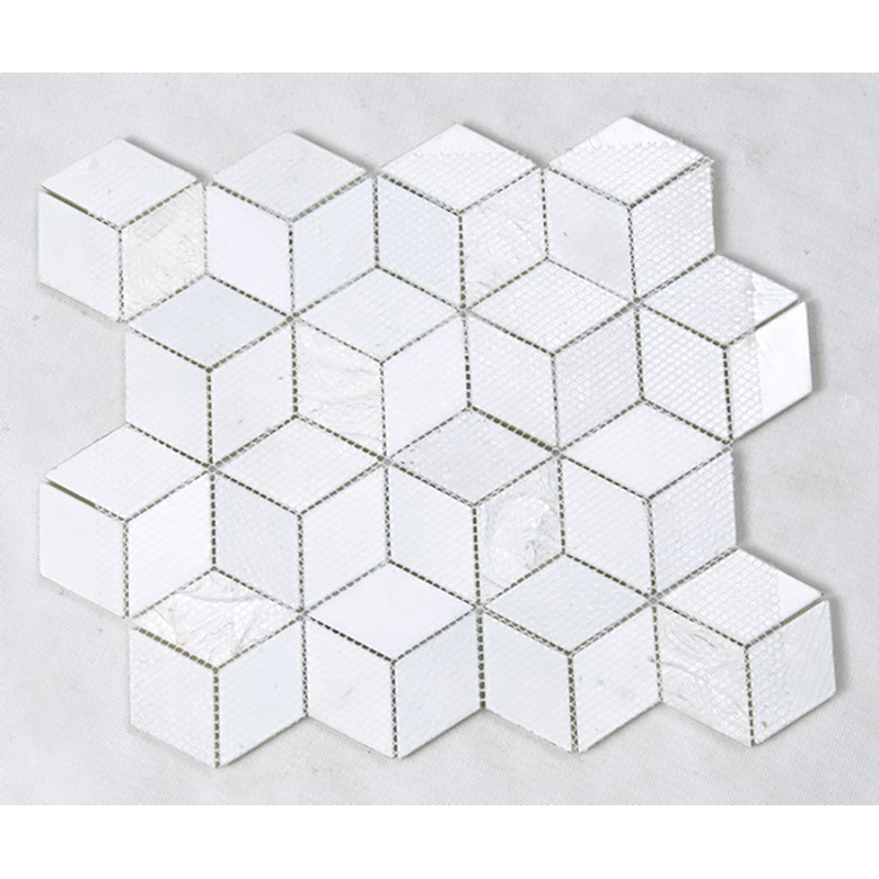 3D-effect Kristal Hexagon Glasmozaïek Wit Keuken Backsplash Aanrecht Decoratie Muren Tegel