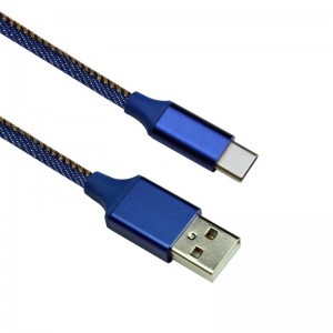 KPS-6403CB Denim USB-kabel van aluminiumlegering
