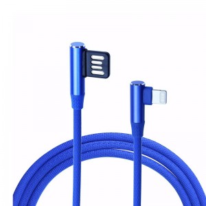 KPS-6402CB Dubbelzijdige USB 90 graden doek Gevlochten USB-kabel
