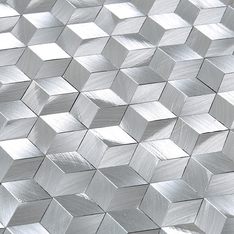 3D Effect Hexagon het Mozaïektegel van het diamantvorm Zilveren Witte Aluminium voor Decoratiemuur