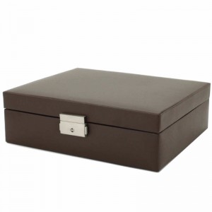 BRUINE LEREN OPSLAG VALET CASE VOOR HORLOGES EN SIERADEN MANCHETKNOPEN