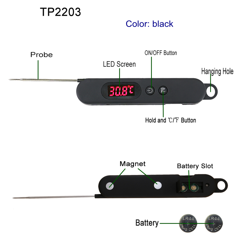 2019 Alibaba.com LED-scherm Digitale meting van vleestemperatuur Supersnelle leesthermometer