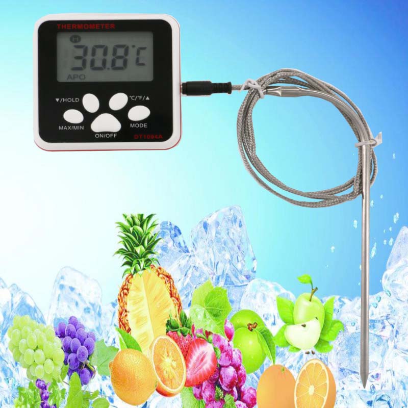 Digitale voedselthermometer met roestvrijstalen sonde Lcd-scherm Direct leesscherm