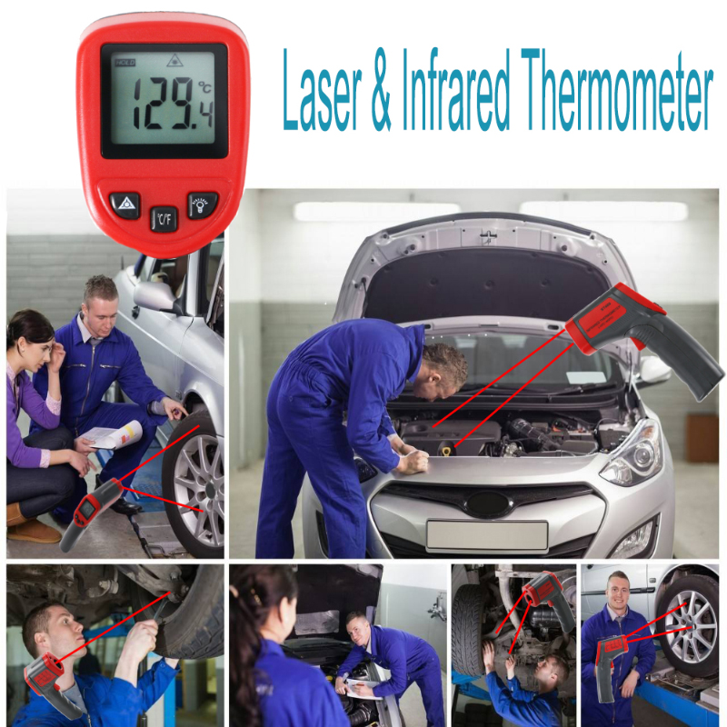 Laser LCD Digitale IR Infraroodthermometer Meter Pistoolpunt Bedrijfstemperatuur 0-50 Graden industriële Contactthermometer