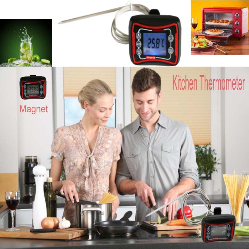 Groot LCD Digitaal koken Vleesroker Oven Keuken Grill Thermometer met roestvrij staal Tempera standaard zilver