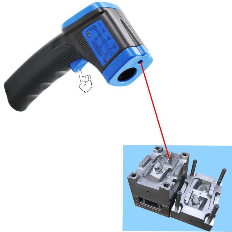 Aangepaste blauwe zwarte infraroodthermometer 600 graden test voor industrieel gebruik
