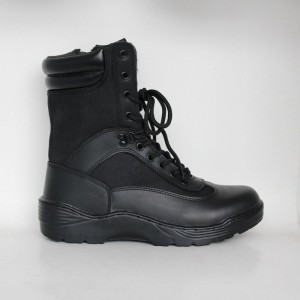Hoge enkellaars zwart PU-gecoat lederen tactische bovenlaars
