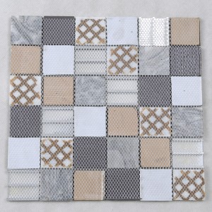 Nieuwste ontwerp aluminium metaal gemengd marmer glasmozaïek voor keuken backsplash muren