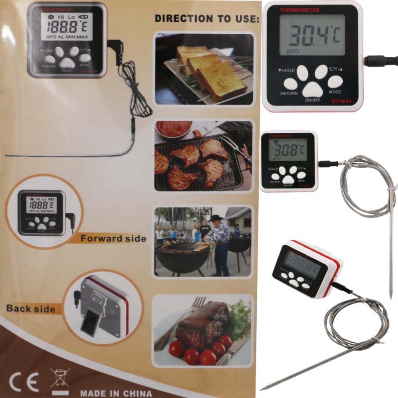 Digitale vleesthermometer met voedingskwaliteit Lange lijn draagbare thuisgebruik buiten
