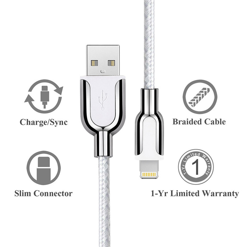 KPS-8445CB USB-kabel van zinklegering nylon / katoen garen