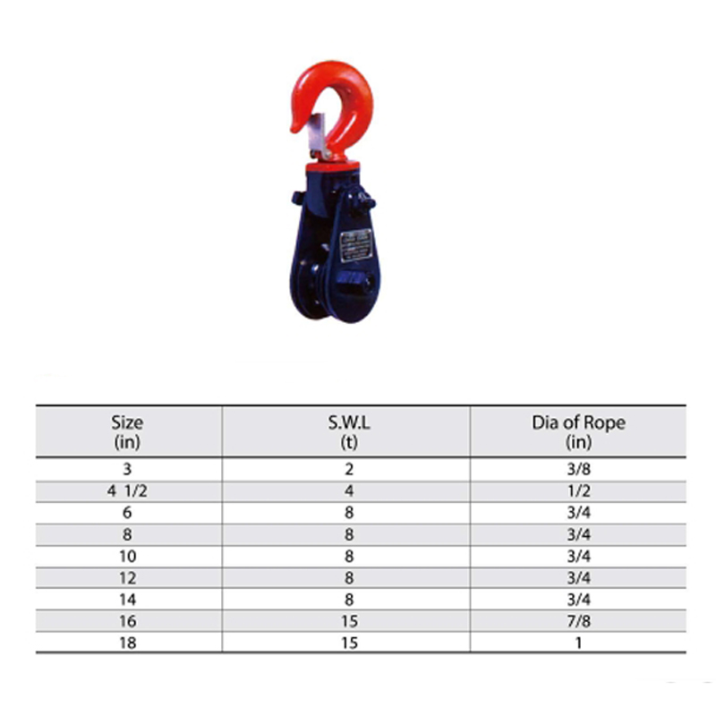 H418 Snatch Block met Hook Painted Light Type