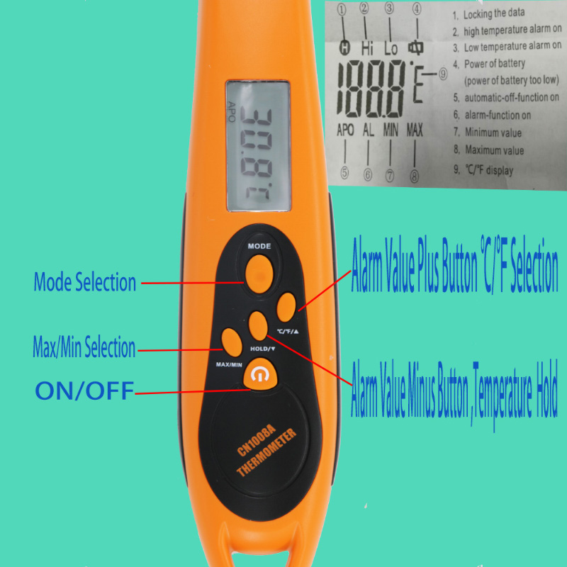 Digitale keuken magnetron direct lezen vleesthermometer met roestvrijstalen sonde