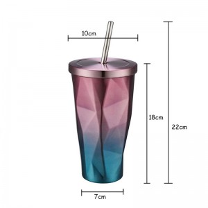 16oz reisbeker | Roestvrijstalen bekers Kolf Geïsoleerde beker Koffie IJsmok Auto Theekop met rietjes Drinkfles