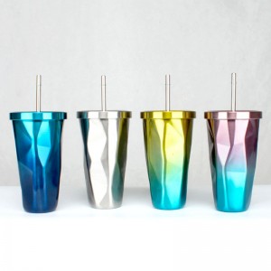 16oz reisbeker | Roestvrijstalen bekers Kolf Geïsoleerde beker Koffie IJsmok Auto Theekop met rietjes Drinkfles