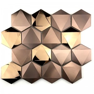 Rose Gold 3D Hexagon 304/316 roestvrij staal tegels mozaïek voor wanddecoratie