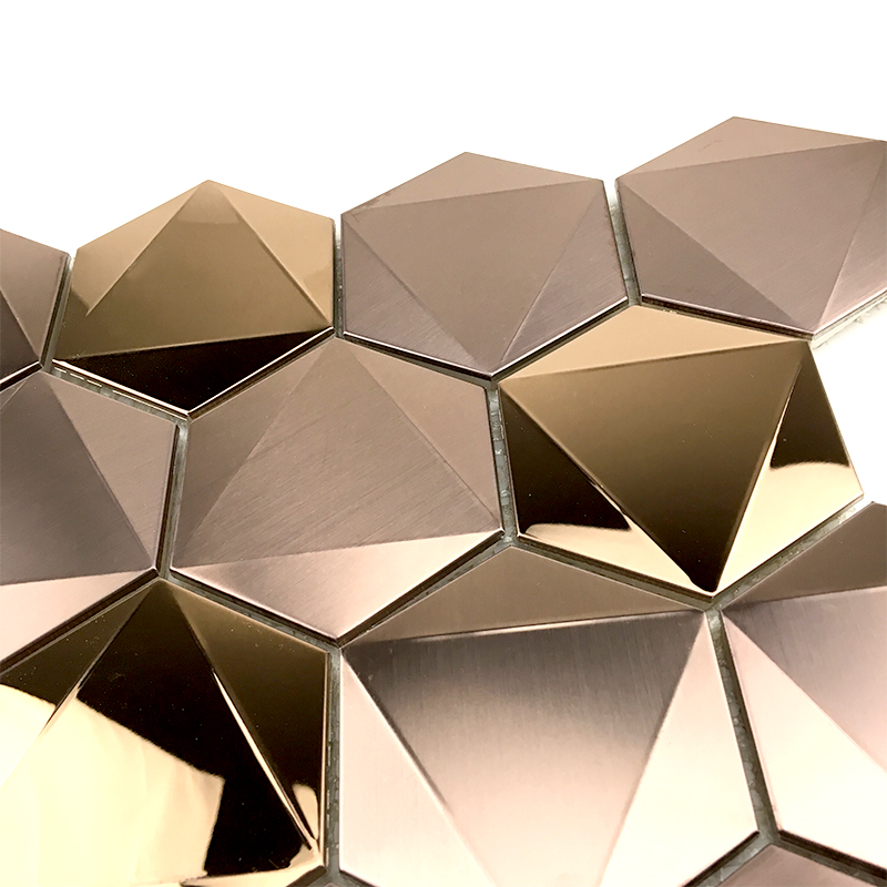 Rose Gold 3D Hexagon 304/316 roestvrij staal tegels mozaïek voor wanddecoratie