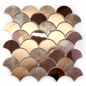 Prachtige vis schaal messing inlay tegel antiek brons spiegel koper mozaïek