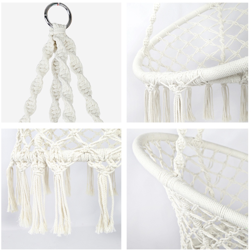 Indoor Outdoor Gebruik Hangstoel Macrame voor volwassenen of kinderen 100% handgemaakte draagbare katoenen hangstoel