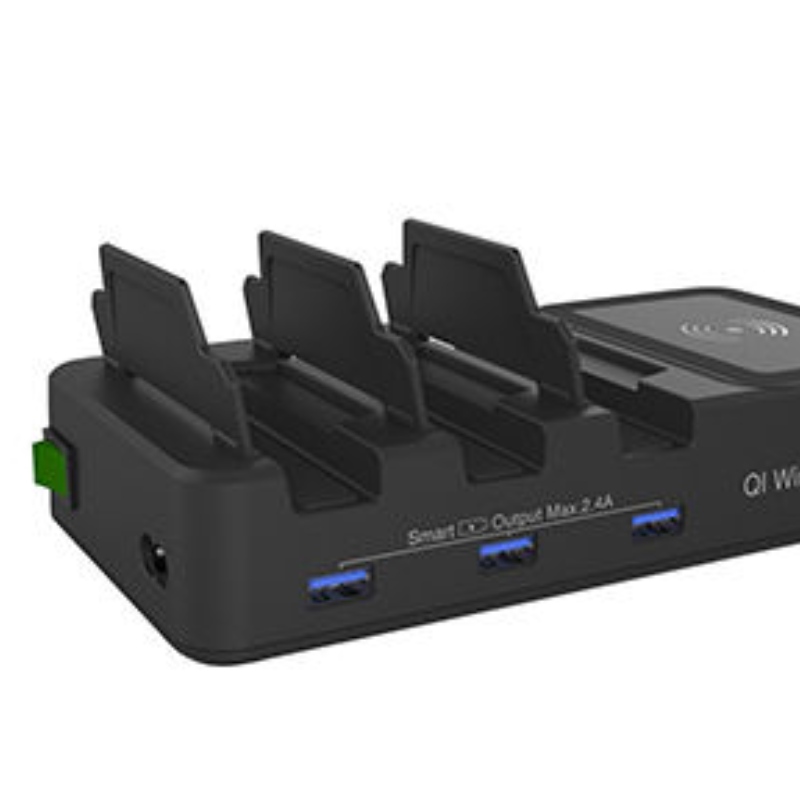 4 in 1 QI draadloze oplader USB-oplaadstation met 3 poorten