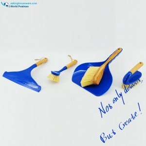 Akbrand huishoudelijke bamboe handvat reinigingsborstels set 4in1 in diepblauwe kleur