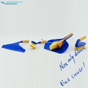 Akbrand huishoudelijke bamboe handvat reinigingsborstels set 4in1 in diepblauwe kleur