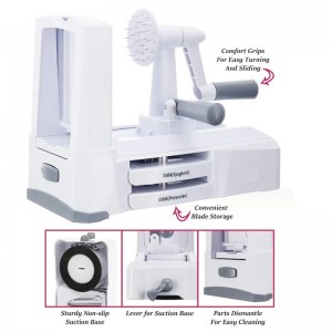 Verstelbare snij-snijmachine voor mandoline met 3 messen van roestvrij staal