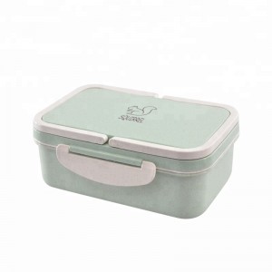 Draagbare milieuvriendelijke BPA-vrije tarwestro \u0026 PP Bento-lunchbox voor kinderen met 3 compartimenten