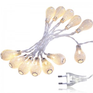 10/20/40 LED's Lichtslingers, batterij-aangedreven kerstslingerlicht, holle waterdruppel lantaarnlamp voor Kerstmis Wedding Festival Decoratiemaat: Gouden 40 LED