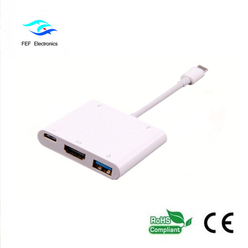 USB 3.1 type-c Naar HDM1 + ​​USB 3.0 + PD