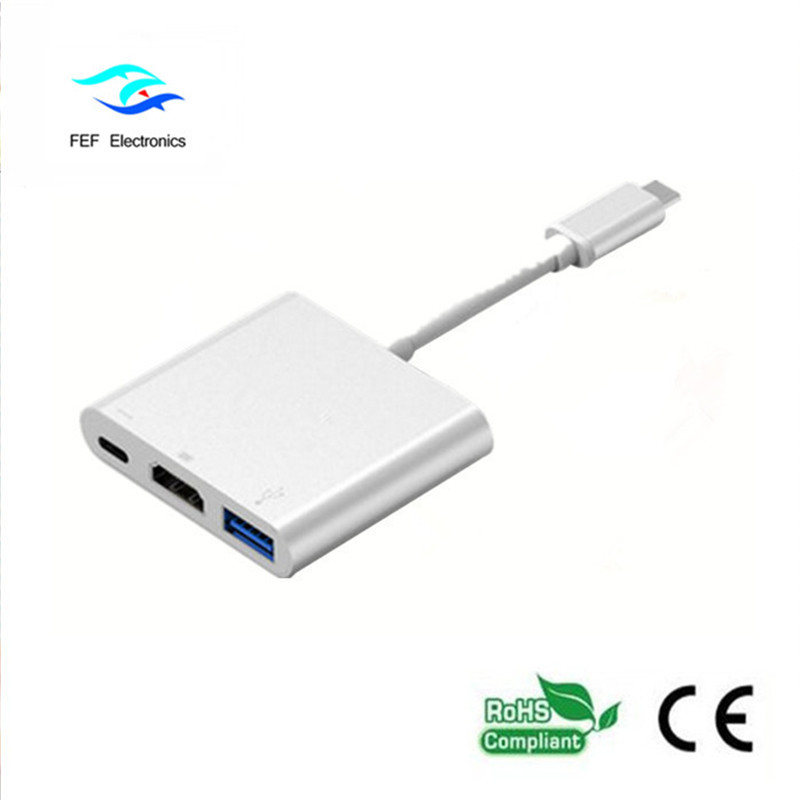 USB 3.1 type-c Naar HDM1 + ​​USB 3.0 + PD