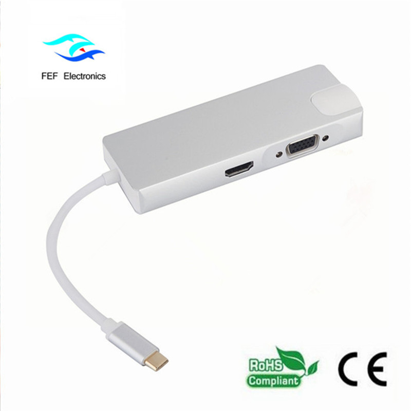 USB type c / HDMI Female + VGA Female + 2 * USB3.0 Female + SD + TF + PD Metal Case