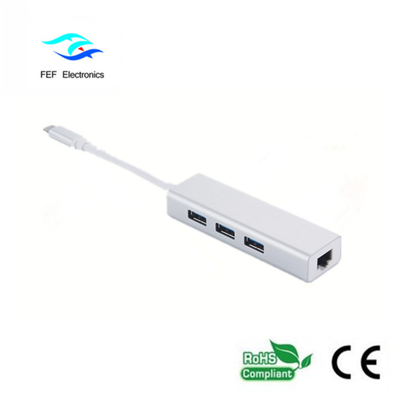 USB 3.1 Type c tot RG45 female Gigabit Ethernet + 3 * USB2.0 female ABS shell Code: FEF-USBIC-016